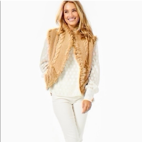 Lilly Pulitzer Torini Sequin Vest Heathered Latte Metallic - Picture 2 of 14